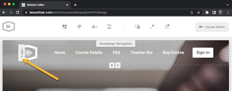 Add your logo to the top of your course website.