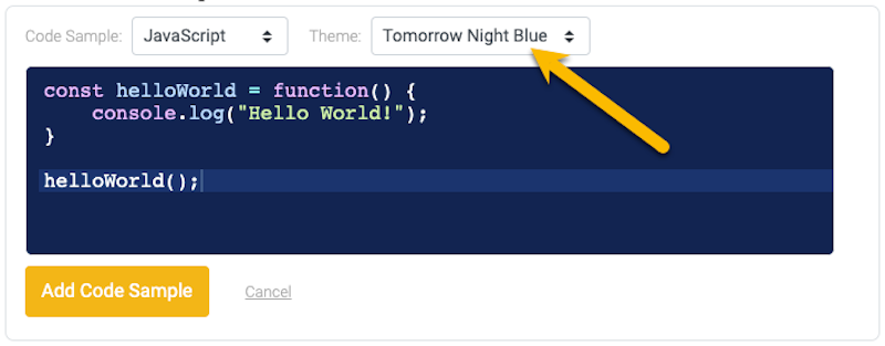 Sample Code: Choose from different themes.